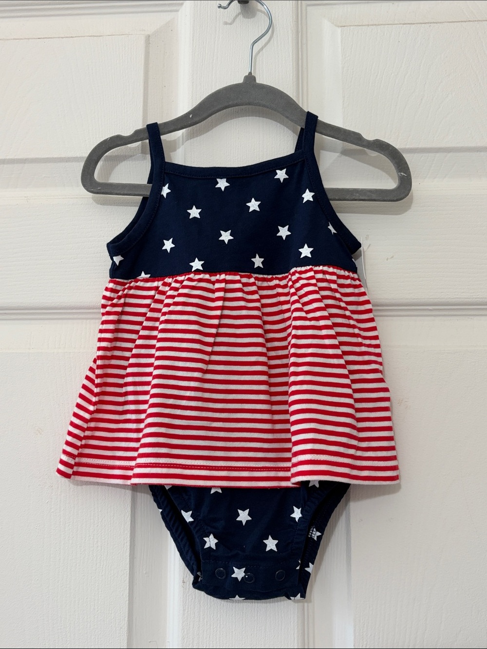 9 months Stars & Stripes Tank One-Piece - Navy, Red, White
